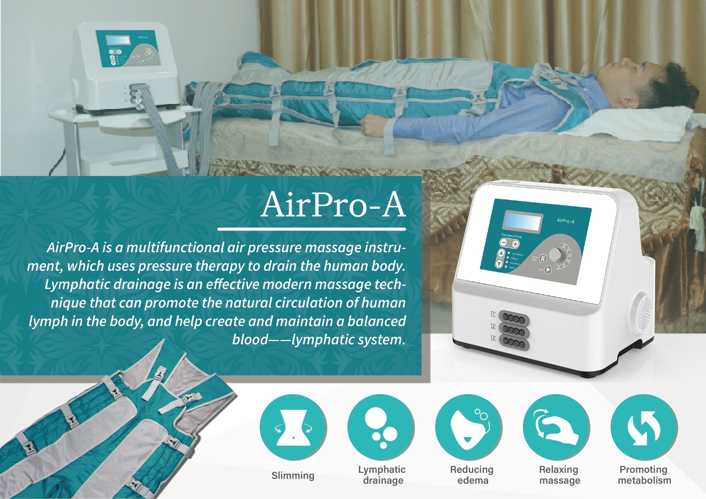 LF-1035 2021 new design 24 air bags pressotherapy lymph drainage machine with 6 style clothes
