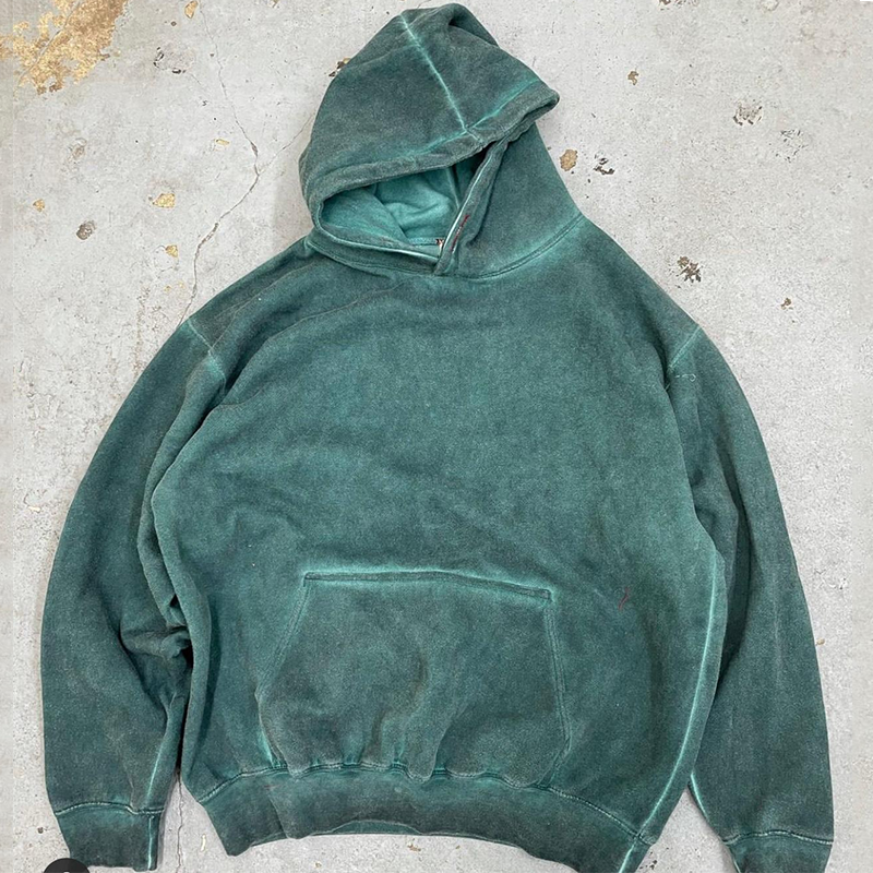 100% Cotton Vintage French Terry Hoodie Customize Distressed Mens Acid Wash Hoodie