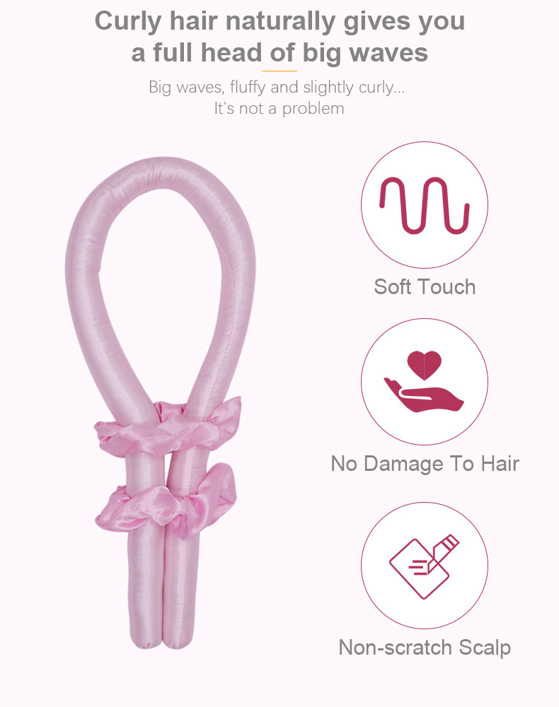 Heatless Headband Hair Curler Ribbon 100% Pure Mulberry Silk