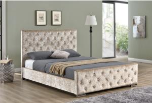 China King Size Fabric Velvet Simple Modern Wood Bed Frame Upholstered wholesale