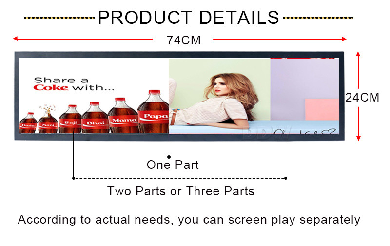 23.1 Inch Transparent LCD Screen Stretched Digital Signage Monitor Display For Elevator