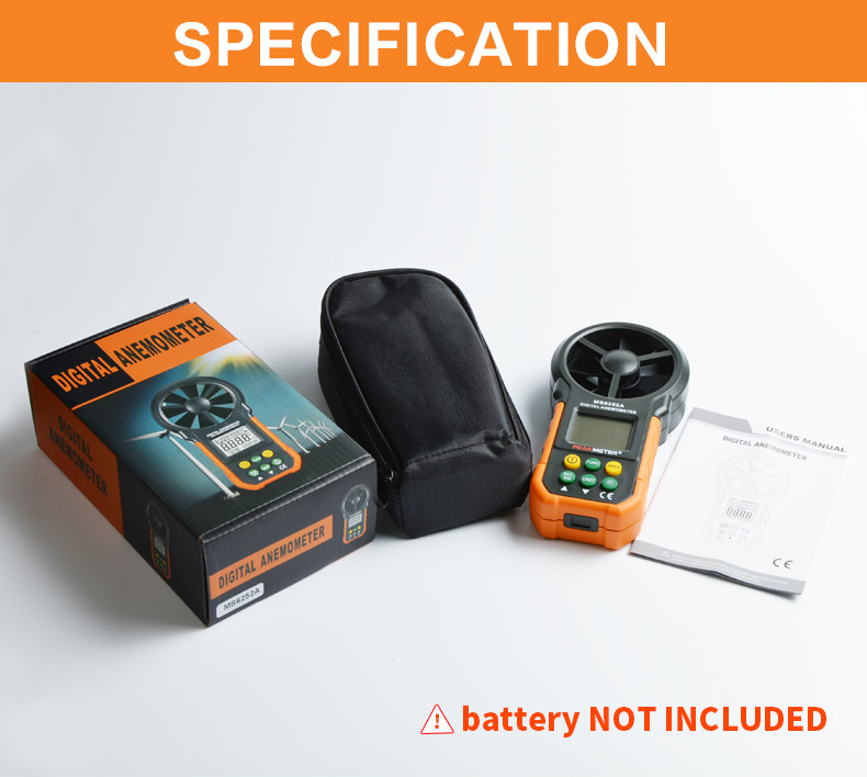 Hand Held Environmental Meter Air Volume Wind Velocity Meter Data Uploading Functions