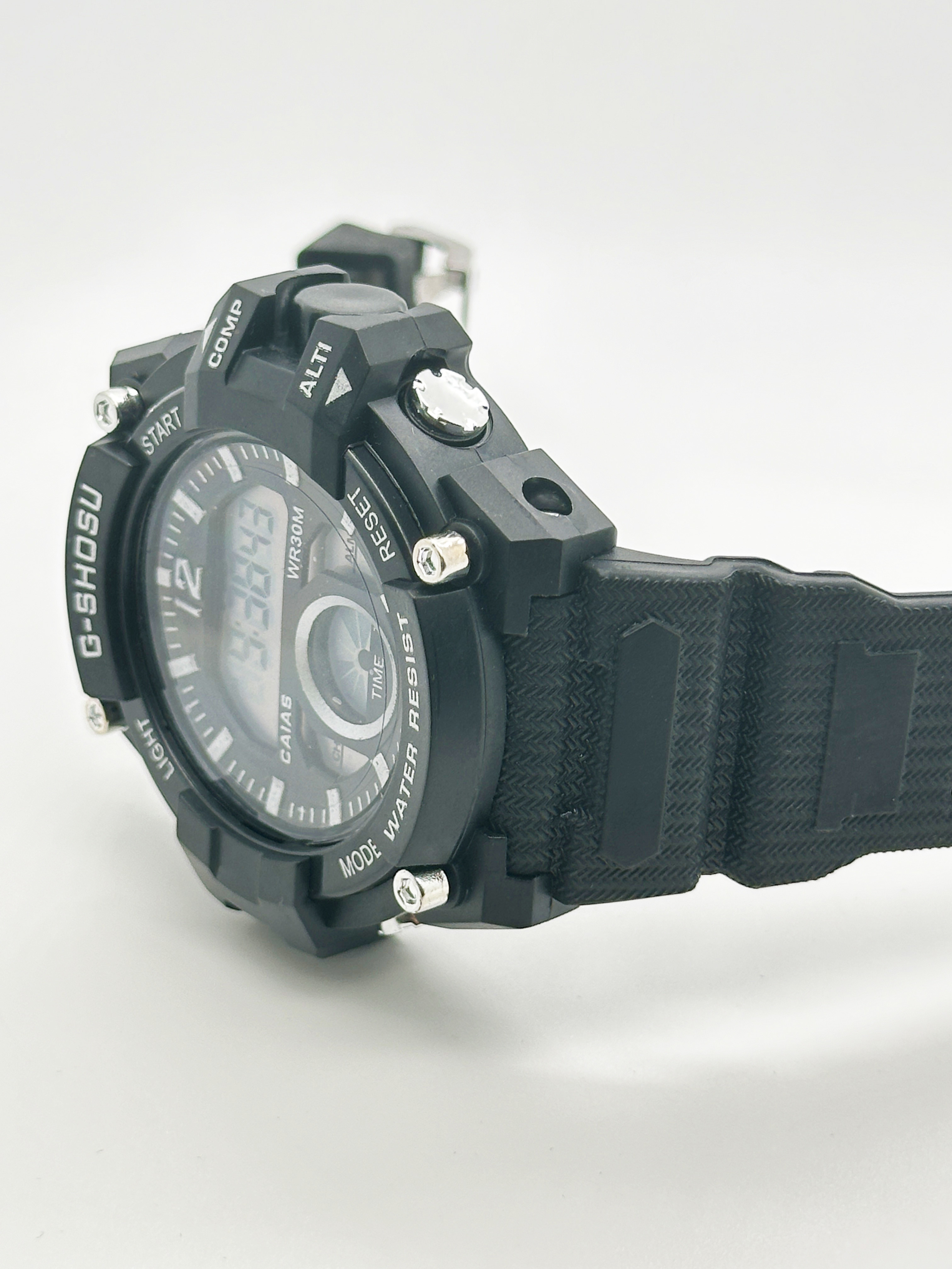 Stainless Steel Case Sport Quartz Light Wrist Watch Round With Digital Display Feature