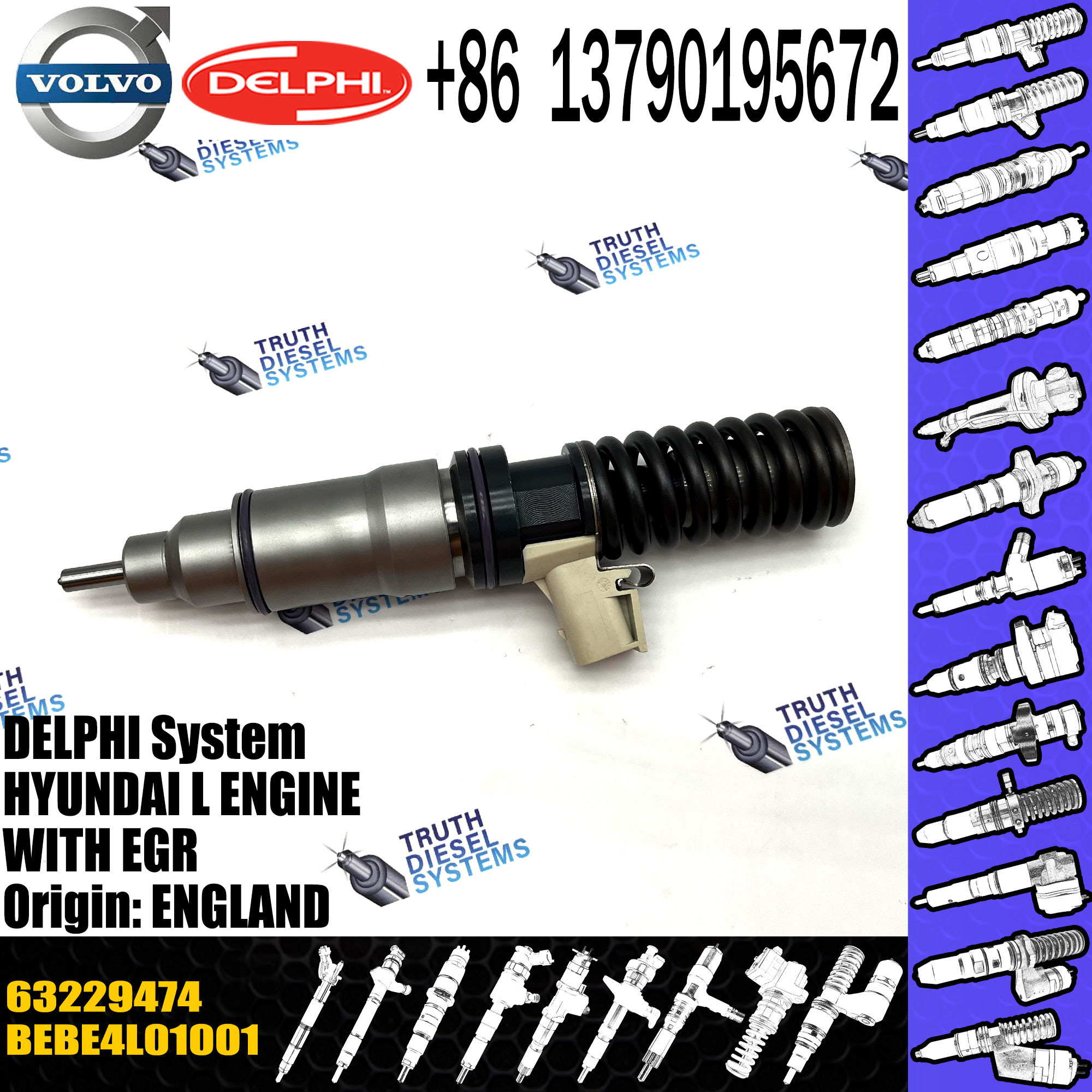Origional Standard DELPHI Fuel Injector Diesel Engine 63229476 63229475
