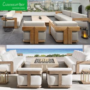 China Outdoor Furniture Garden Sofa Set luxury teak sofa modern for Corner villa Hotel teakwood Patio wholesale