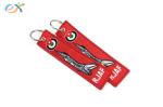 Helicopter Logo Embroidered Keychain Rectangle Shape With Double Sided
