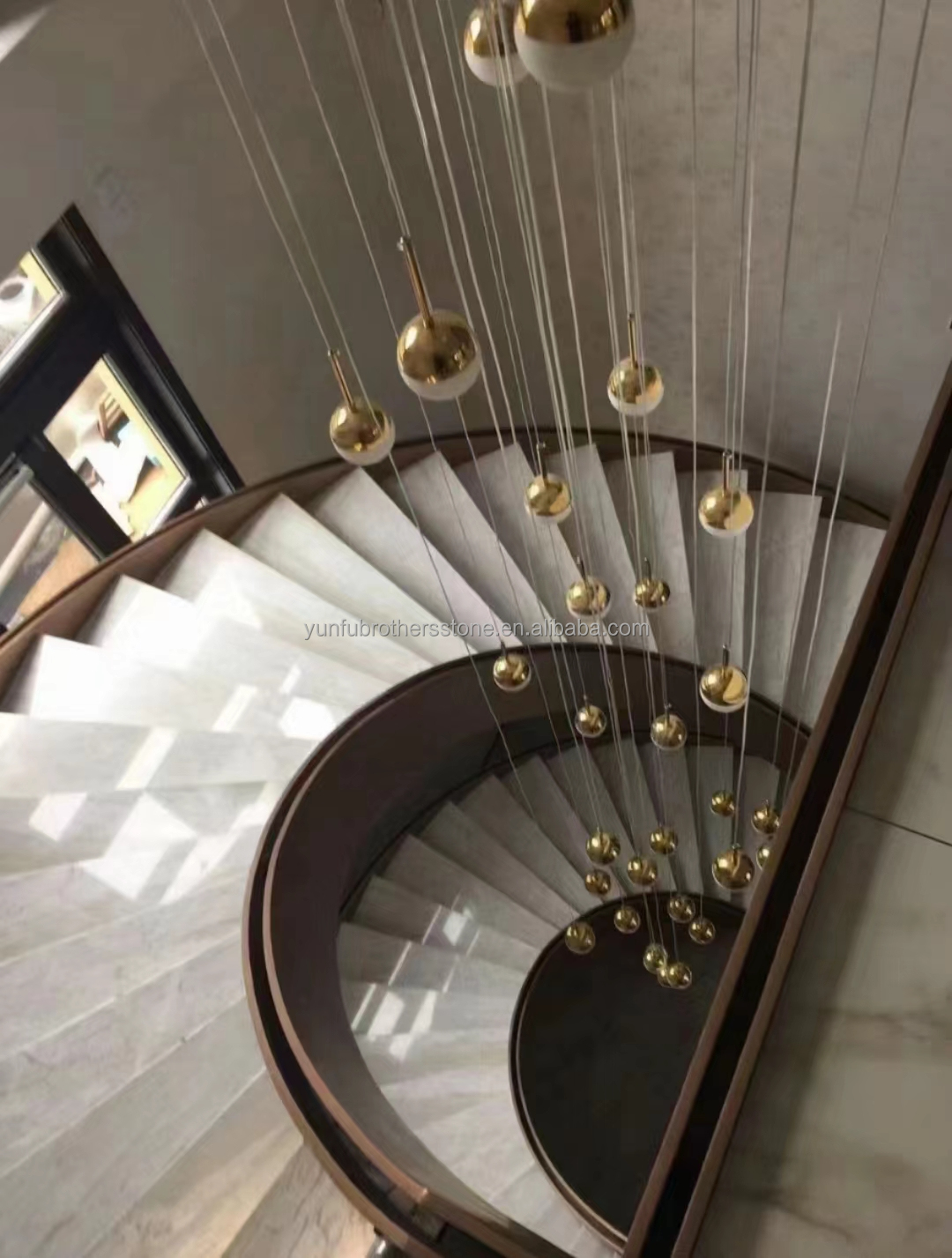 Hotel Indoor Marble Staircase with Modern Spiral Curved Design and Cut-to-Size Option