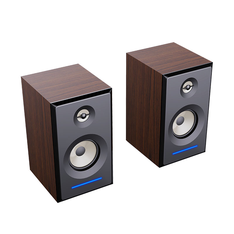Active Brown BT 5.0 Wireless Bookshelf Speaker S-63 featuring TWO-WAY Audio Crossover