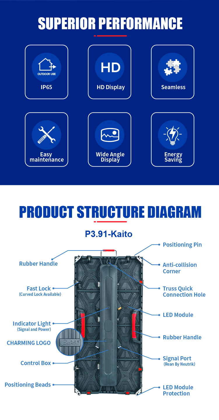 P3.91 KAITO Outdoor Rental LED Screen IP65 HD RGB LED Display Panel High Refresh Rate