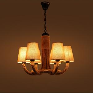 China Antique Rustic Lamp for Coffee Farmhouse house Dining Room Rope chandelier(WH-CI-143) wholesale