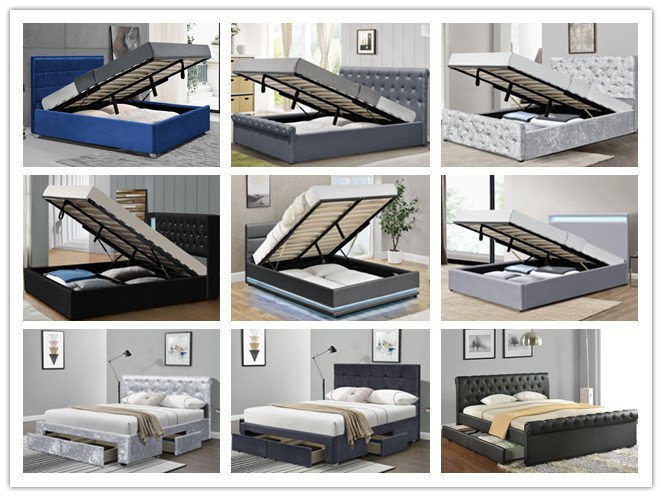 Horwood Black Velvet Cube Gas Lift Storage Bed Frame
