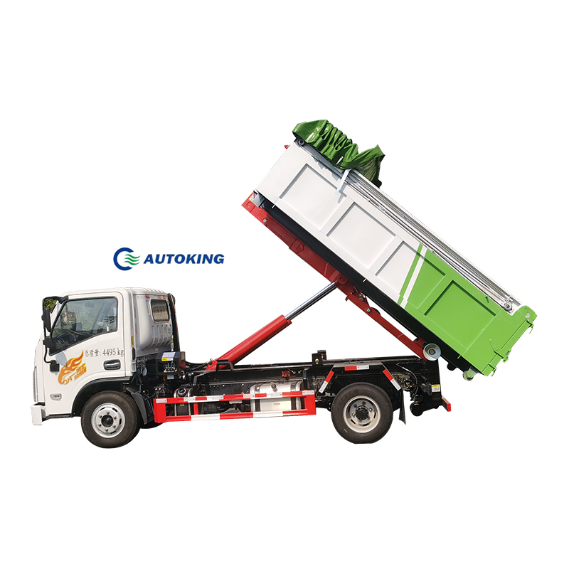 Front / Rear Axle 3/7 18CBM Hydraulic Hook Lift Rear Loading Trash Bin Automatic Garbage Truck For Waste Collection Vehicle