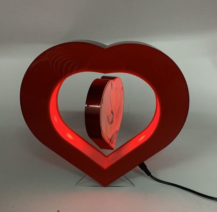 heart shape christmas gift led light magnetic levitation floating photo frame display rack for gift and decor