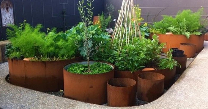 Square Flower Pot Round Corten Steel Planter Box Customized Size