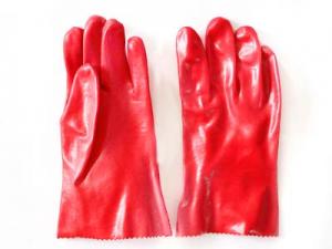 China protective red PVC dipped glove acid alkali resistance gloves working gloves on sale