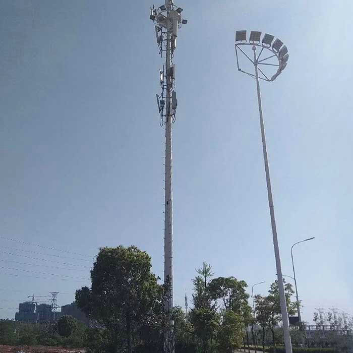 Powder Coated Steel Monopole Tower Broadcasting / 4g / Cell Phone Signal