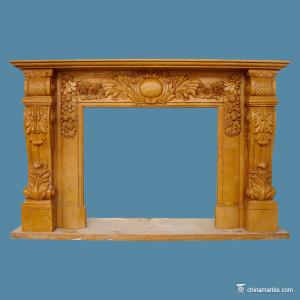 China Yellow Marble Stone Fireplace Surrounds European Style Corrosion Resistance wholesale