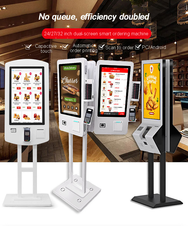 Slimline Self Ordering Kiosk 32in Self Service Pos Kiosk With Gesture Control