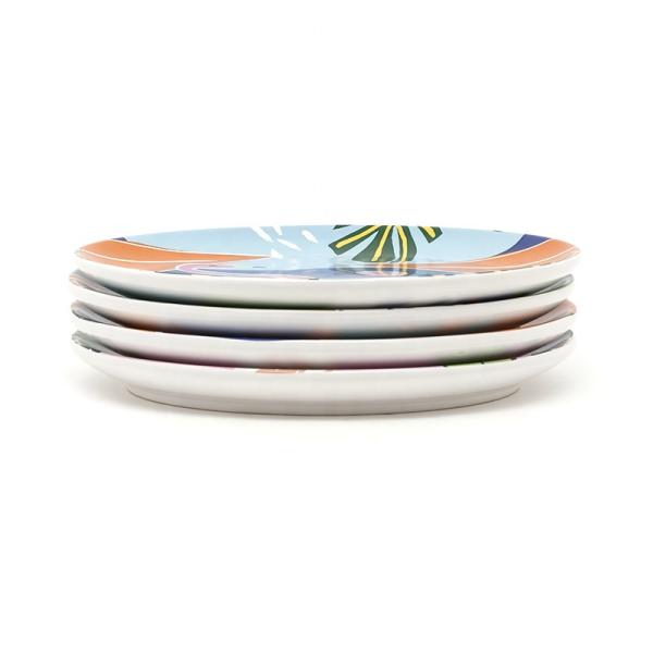 8 Inch Dinnerware Ceramic Colorful Salad Plate For Spring Summer Custom Pottery Dinnerware