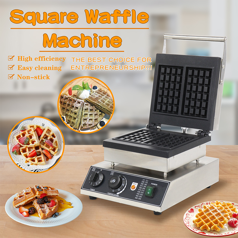 Outdoor Waffle Maker Machine with Non-stick Square Shape and Electricity Power Source