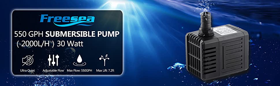 240V Aquarium Water Pump Fountain Ultra Quiet Mini Side Suction Pond Pump