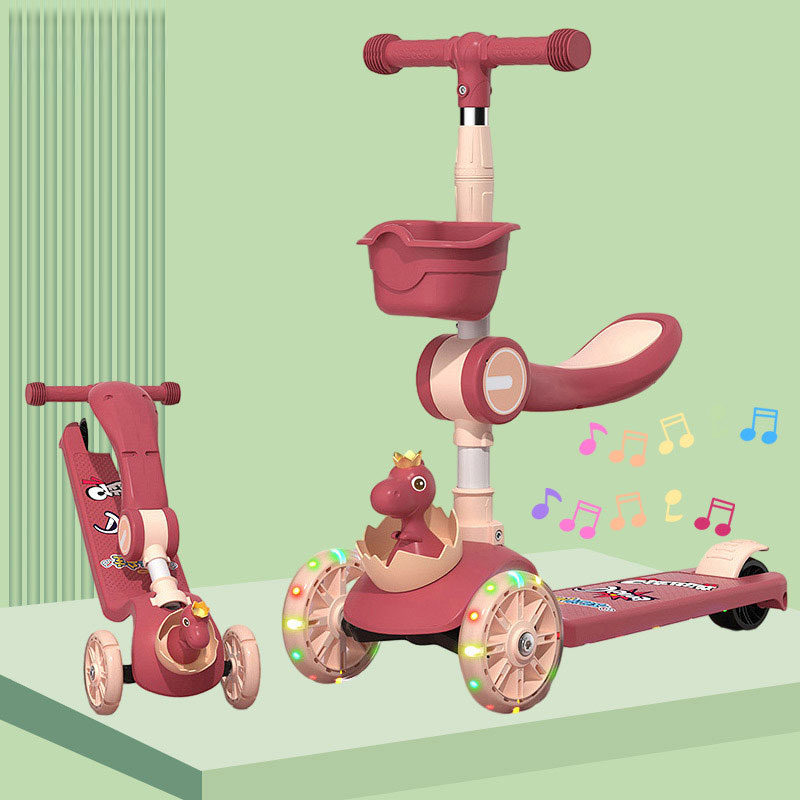 Tricycle Style Foldable Height Adjustable Scooter for Kids Ages 3-12 Max Load 200 LBS