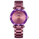 Fashion Purple Quartz Ladies Watch Good Luster Stainless Steel Band