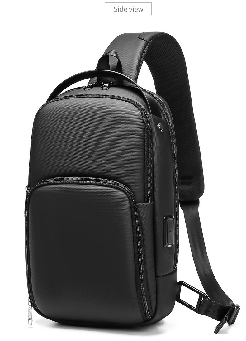 Solid Color Outdoor Travel Mens Sling Bag Multi Pocket Design Easy To Carry