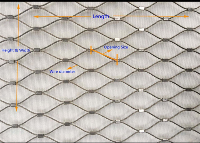 SS304 7x7 Diamond Aviary Wire Mesh / 316 High Tensile Steel Wire Mesh