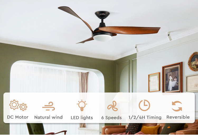Home Hotel Office 52 Inch High Airflow LED Ceiling Fan with Remote and Metal Body Design
