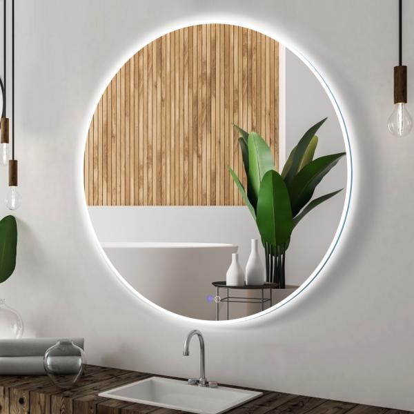 Magnifying Round Backlit Bathroom Mirror 5mm Beauty Salon Mirror With Lights
