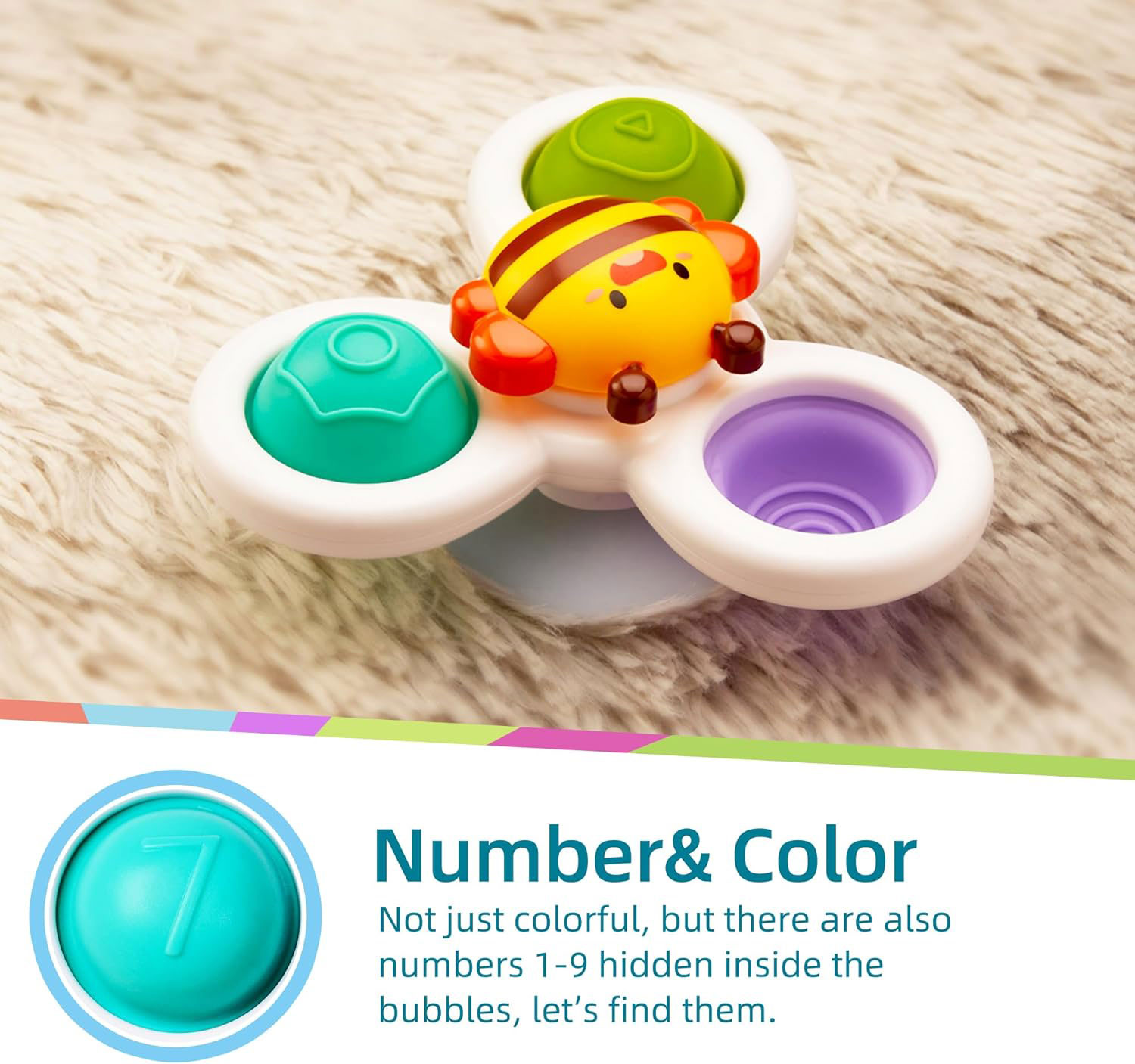 Airplane Car Travel Table Toys Strong Suction Cup Fidget Spinnerz for Baby 6-18 Months