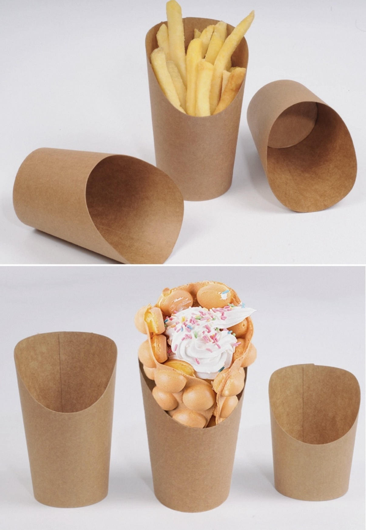 Disposable Paper Food Cup For French Fries Paper French Fries Cup Eco-friendly Customizable