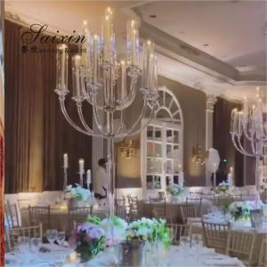 China 13 Arms Tall Glass Crystal Candle Holder Candlestick Wedding Table Decorations 160cmx68cm wholesale
