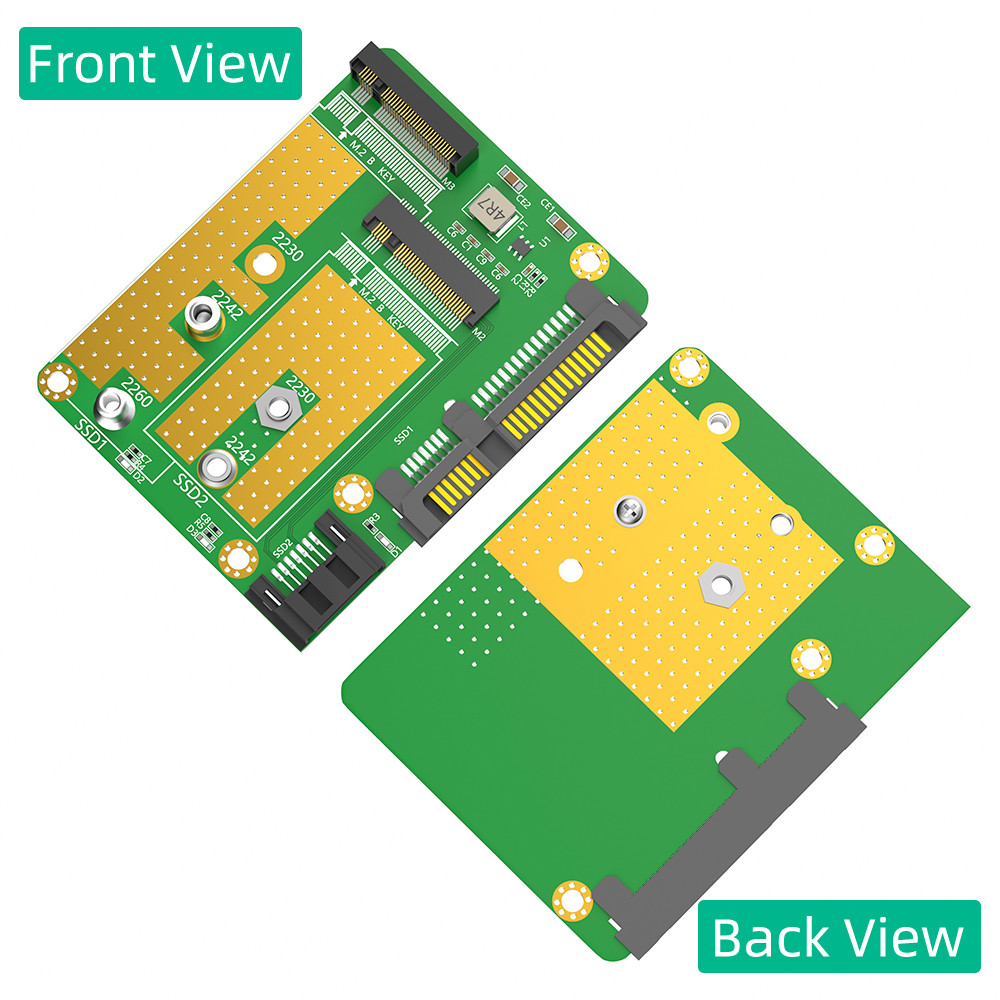 SATA 3.0 22PIN Interface to 2 x NGFF M.2 Key-B Key B+M SATA SSD Adapter Converter Card With SATA 7Pin Data Cable