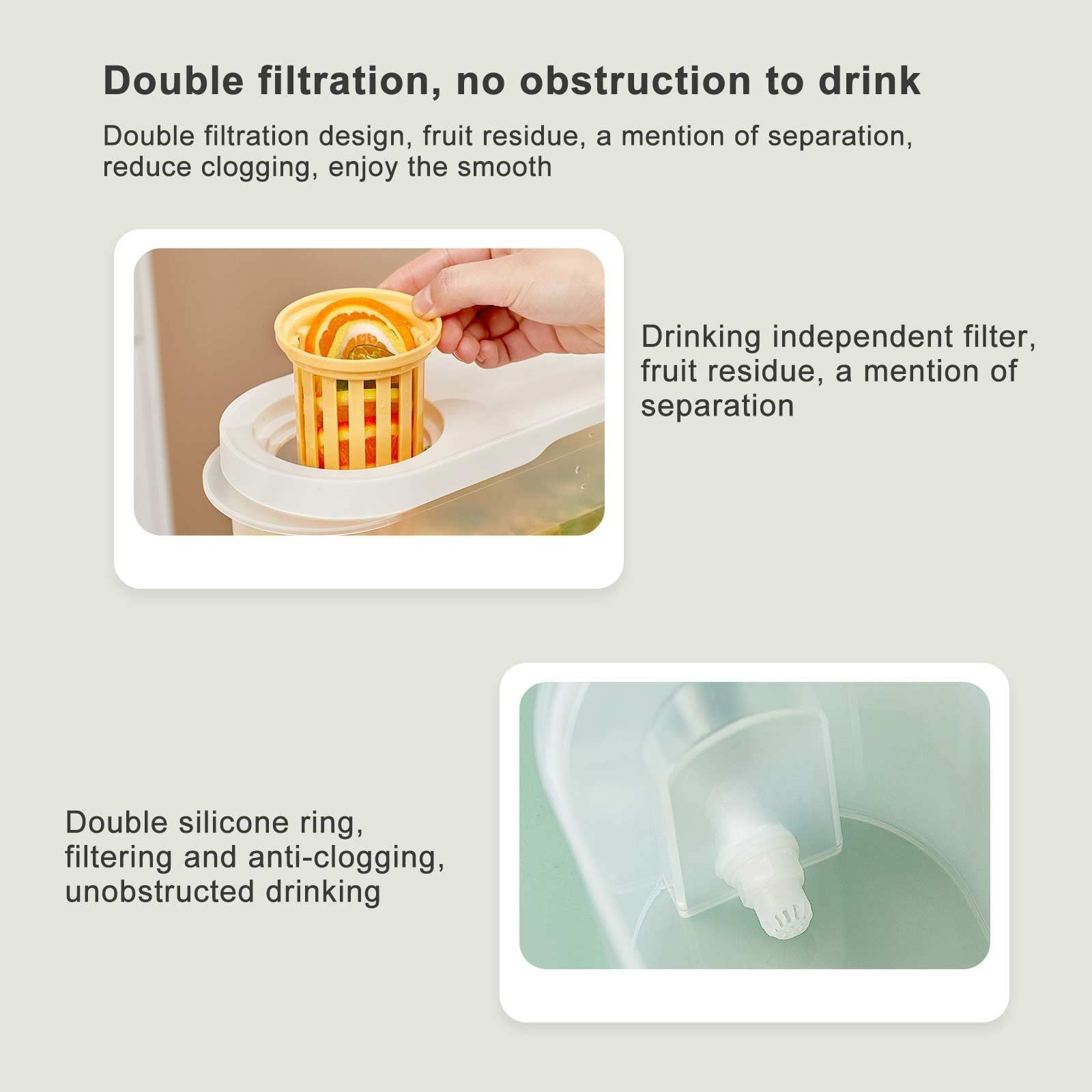 3.9L Cold Kettle with Faucet Large Capacity Double Filtration Space Save Drink Dispenser Water Jug Cold Water Pitcher