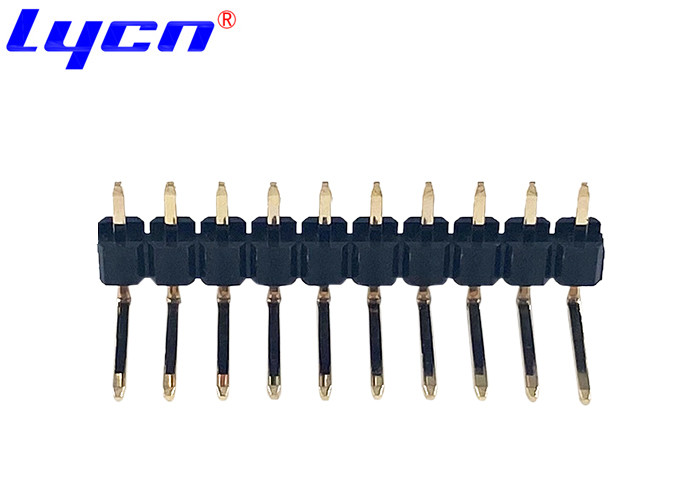 Right Angle Pin Header Connectors Single Row 2.54mm Pitch PA9T Insulator Material