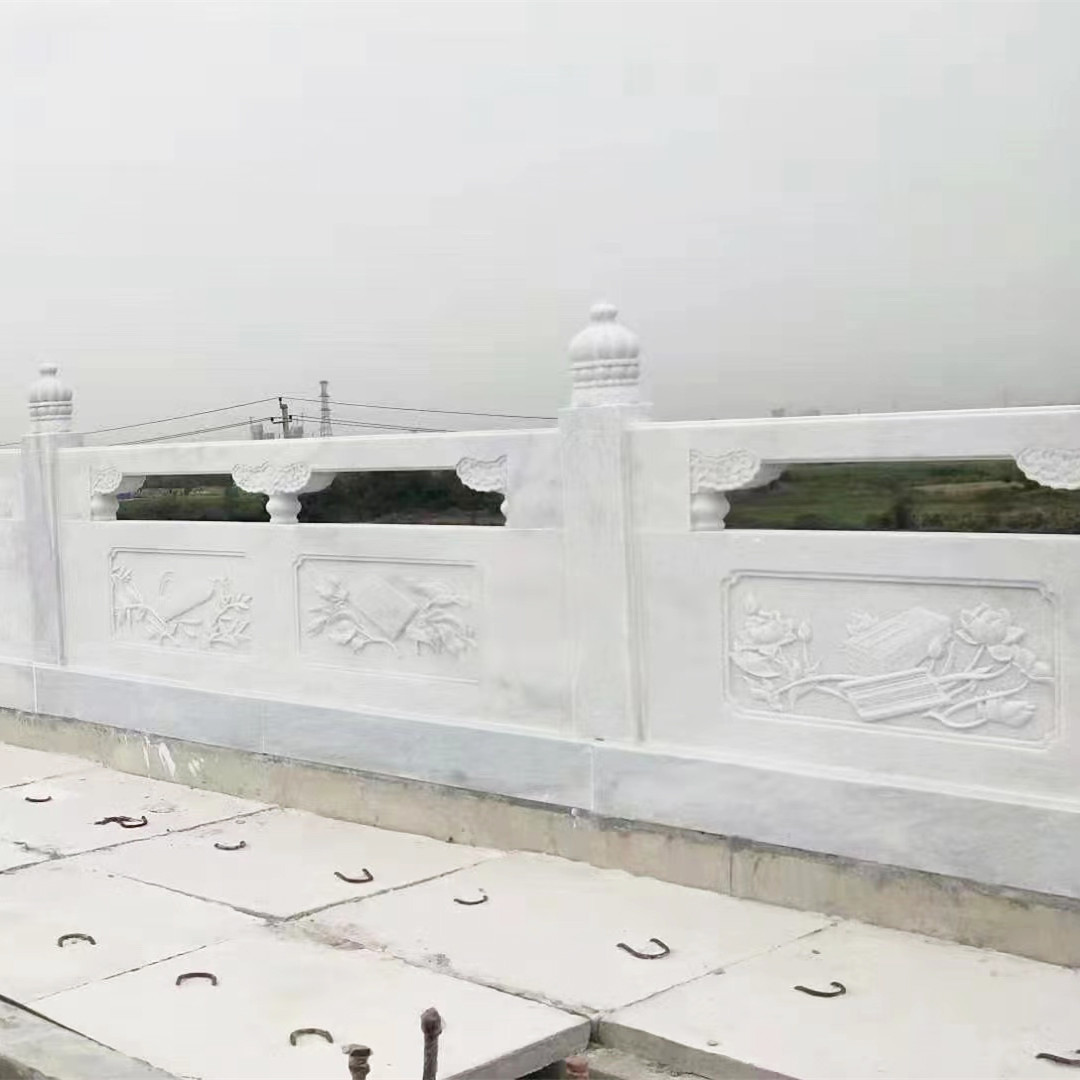 Handrails Marble Stone Sculpture Railing Ornament Craft White Stone Bridge Hotel
