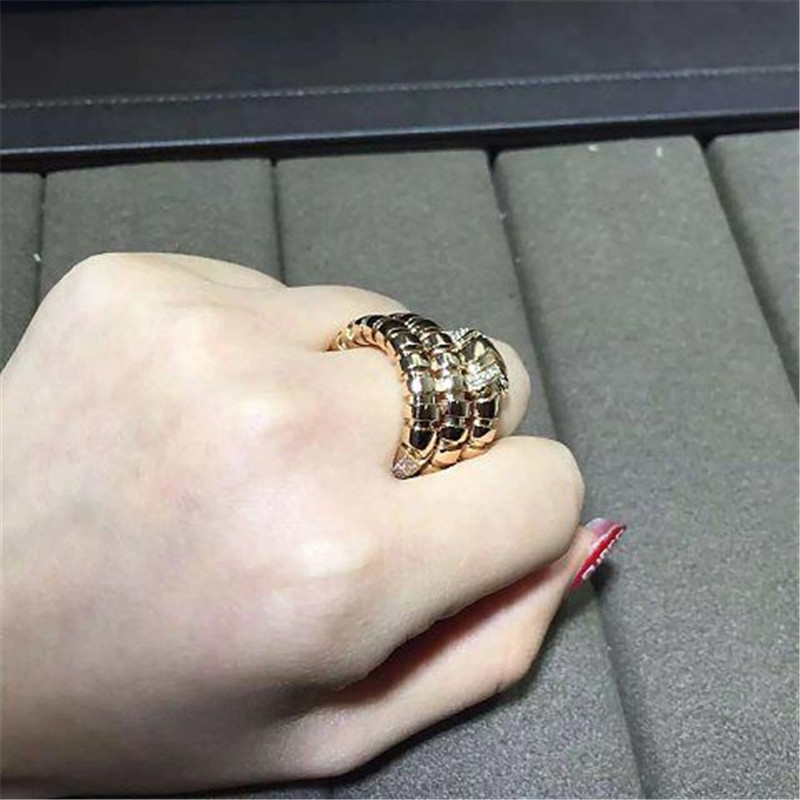 Luxury jewe factory serpenti series ring 18k white gold yellow gold rose gold diamond ring