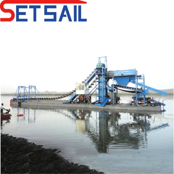 Diesel Engine Power Chain Bucket Diamond Dredger for River Gold