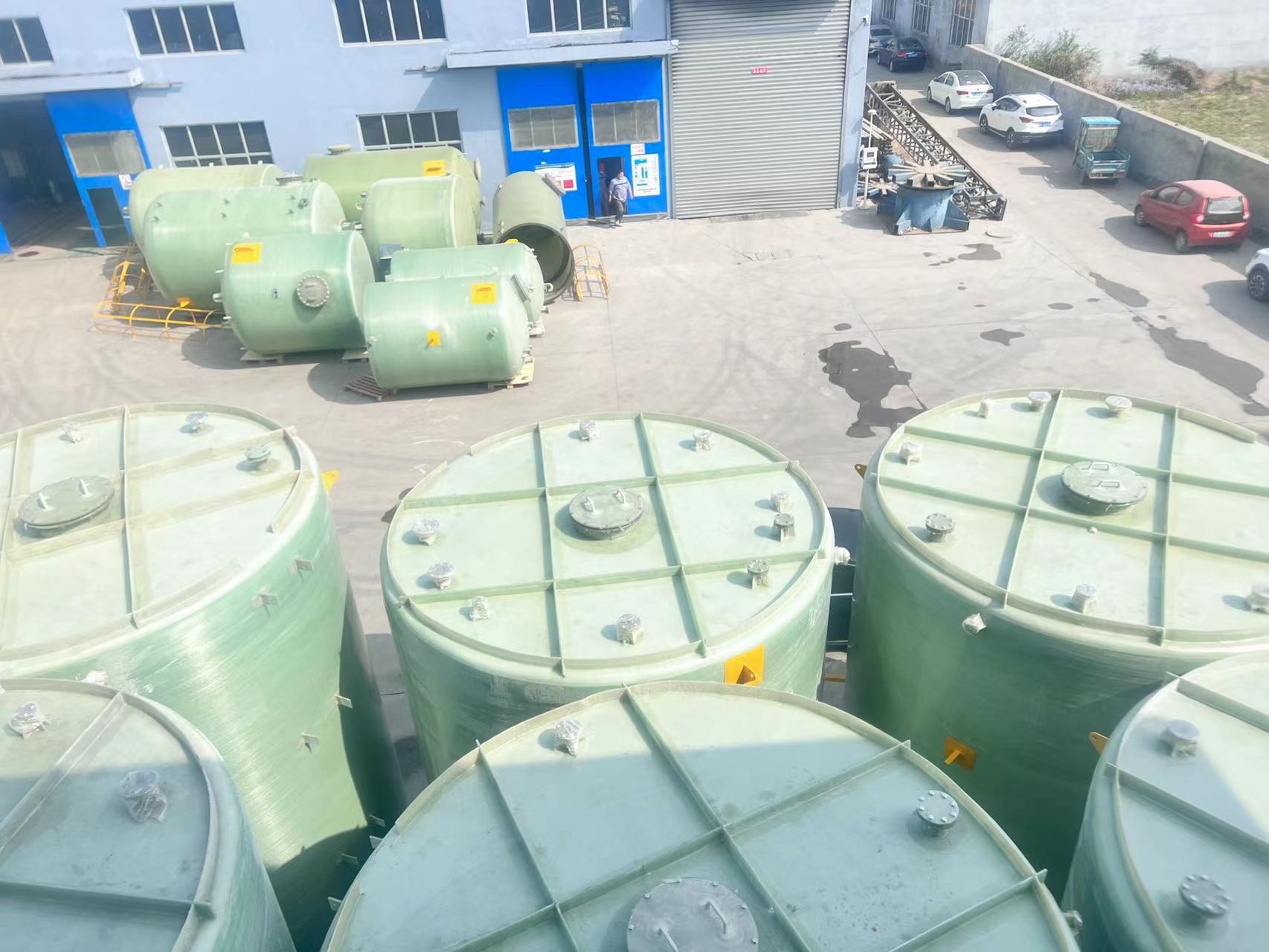 White Blue Cross Wound Frp Chemical Storage Tank For Chemistry Process