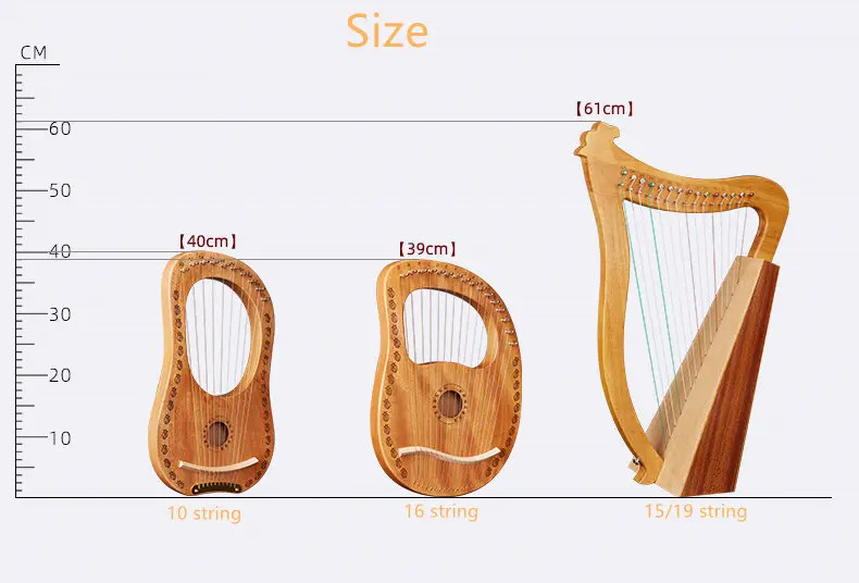 16 String Wooden Lyre Harp Guitar for Sale