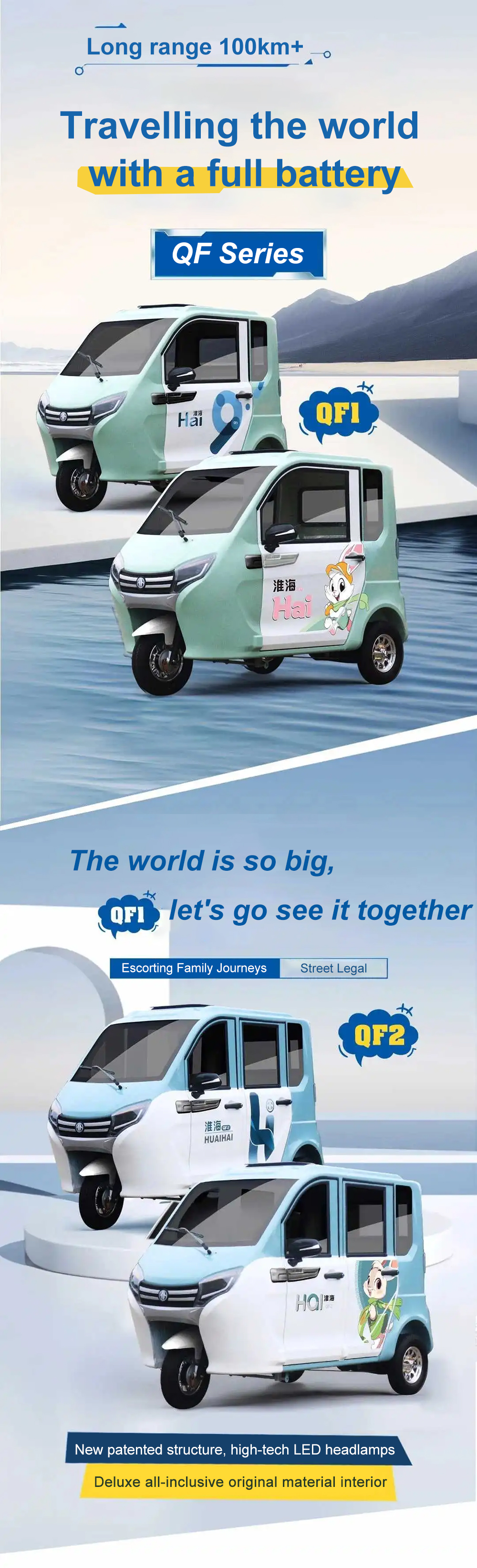 Durable Tuktuk Closed Cabin Scooter Tricycles for Electric Auto Rickshaw in Bangladesh