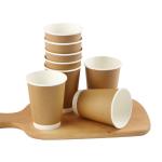 Insulated Double Wall Kraft Paper Packaging Cups 8oz 12oz 16oz