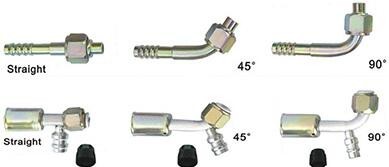 Auto A/C Hose Clamp Straight Connector With R134a Refrigerant Valve/Through Pipe Aluminium Fittings with R134a Valve