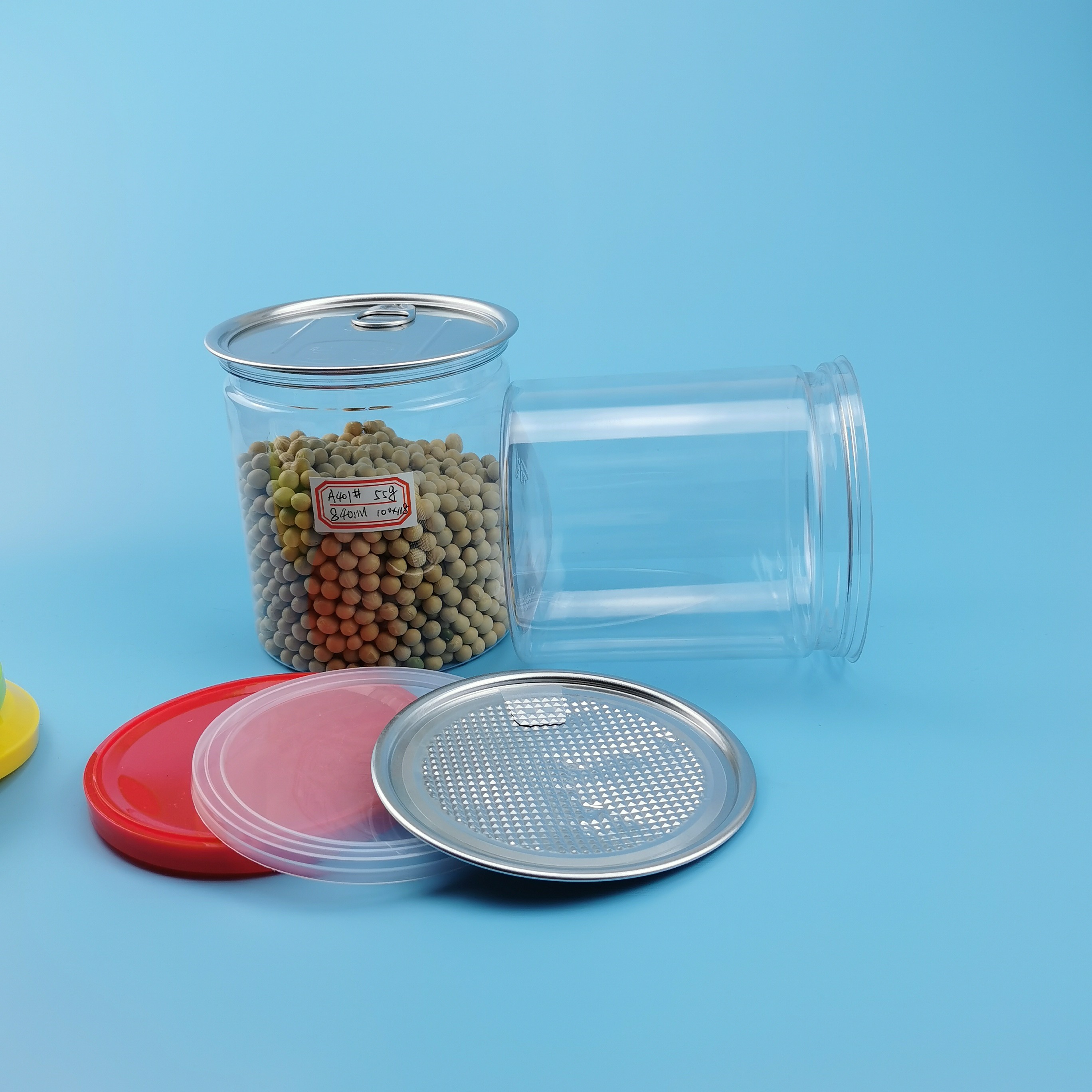 Transparent 1400ml Visible Tuna PET Plastic Food Jars