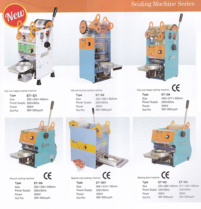 Silvery White Snack Food Processing Equipment , Semi Automatic Bubble Tea Plastic Cup Sealing Machine