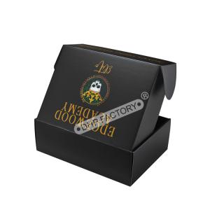 China Elegant Black Custom Cardboard Shipping Boxes With Gold Foil Logo wholesale