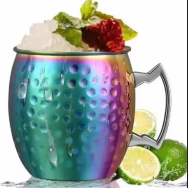 Hot Sell 65ml Moscow mule mug cocktail hammer rainbow-plated cup