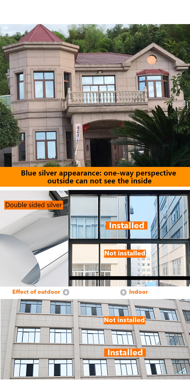 Glass Film One-way Perspective Home Balcony Kitchen Sun Protection Privacy Shield Thermal Insulation Film Glass Stickers